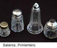 Salero torre, individual y pimientero